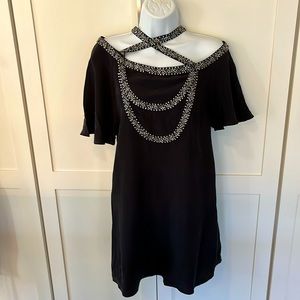 Madison Marcus Silk Rhinestone Black Dress Small